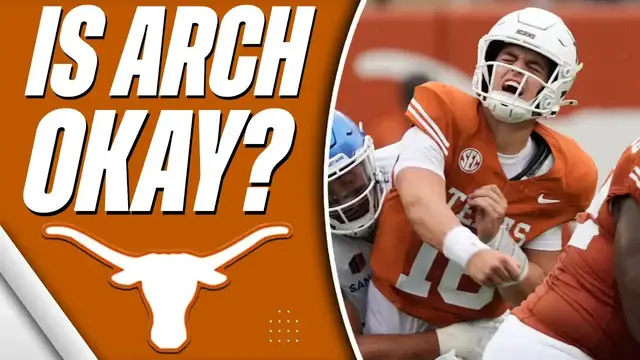 'Video thumbnail for texas longhorns - a to z sports : arch manning shoulder injury? steve sarkisian's defensive responses'
