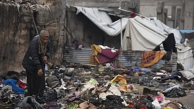 Video thumbnail for A displaced grandmother and her grandson burn to death in Gaza tent fire