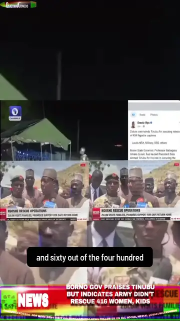 Video thumbnail for Borno Gov Praises Tinubu But Indicates Army Didn’t Rescue 416 Women, Kids