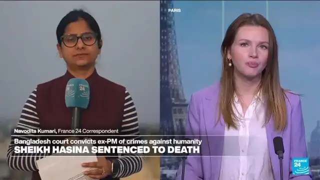 'Video thumbnail for Bangladesh court convicts ousted leader Sheikh Hasina of crimes against humanity'