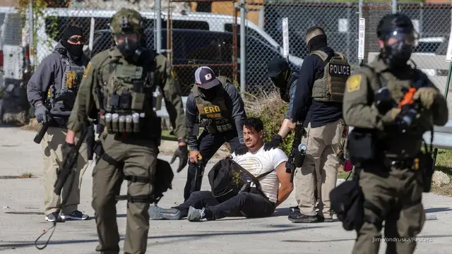'Video thumbnail for Protest at Illinois ICE facility draws tear gas, accusations of violence'
