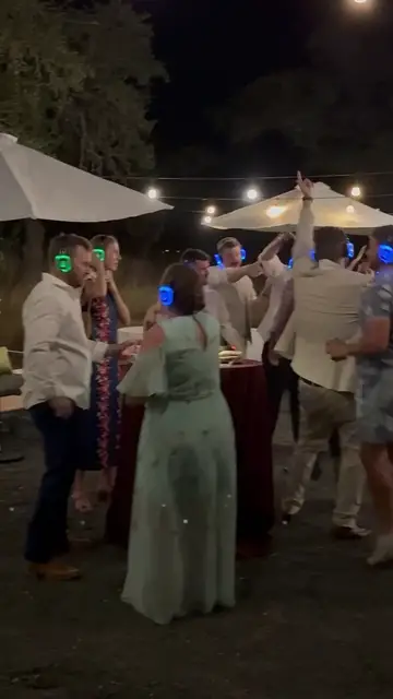 Video thumbnail for Silent Disco Wedding After Party under the String Lights