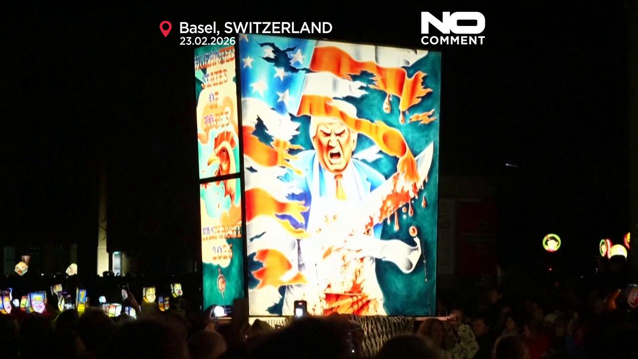 Video thumbnail for Basel carnival lampoons Donald Trump with satirical glowing lanterns