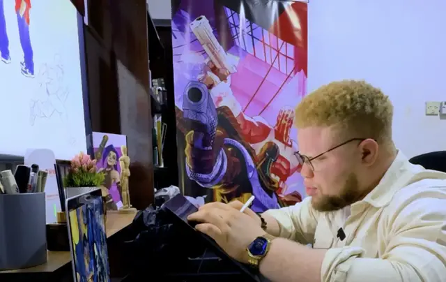 Video thumbnail for Nigerian artist reframes children with albinism as heroes