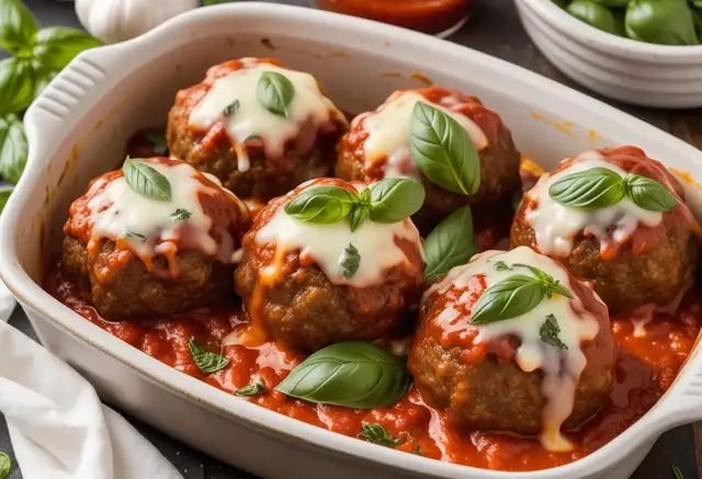 Video thumbnail for Cheesy Keto Mozzarella Meatball Magic