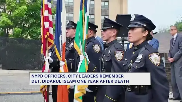 Video thumbnail for NYPD, city leaders honor Detective Didarul Islam on first anniversary of Midtown shooting