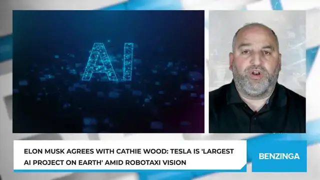 'Video thumbnail for Elon Musk Agrees With Cathie Wood: Tesla Is 'Largest AI Project On Earth' Amid Robotaxi Vision'