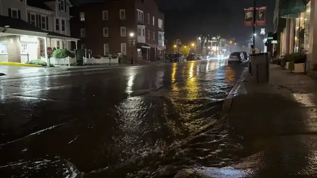 Video thumbnail for Heavy rain brings flooding to Northport Village streets