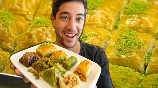 Video thumbnail for Turkish Street Food in Istanbul!! BAKLAVA HEAVEN + Street Food Tour in Türkiye Bazaar!