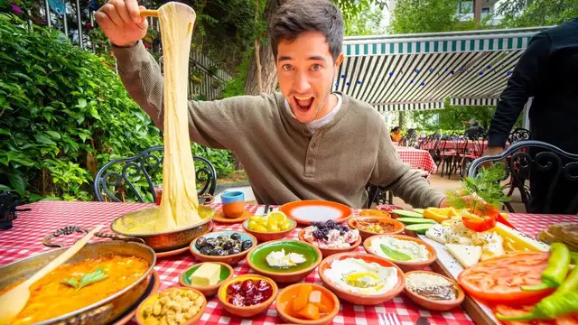 Video thumbnail for MASSIVE Turkish Breakfast in Istanbul + Turkish Delight Factory!! (SUPER SATISFYING)