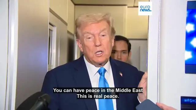 'Video thumbnail for Trump makes unplanned stop in Qatar to discuss Gaza peace efforts'
