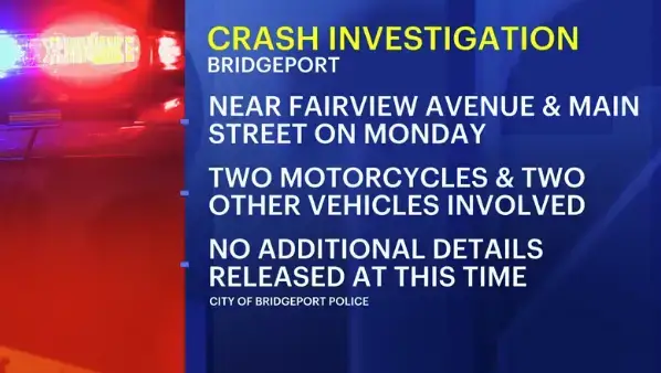 Video thumbnail for Four-vehicle collision sends 2 motorcyclists to hospital in Bridgeport