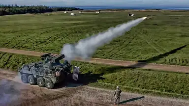 'Video thumbnail for U.S. Army Tests M-SHORAD • Live-Fire In Germany (2021)'