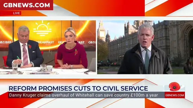 'Video thumbnail for WATCH: Danny Kruger says a '30 per cent reduction' in civil service headcount is 'evidently achievable''