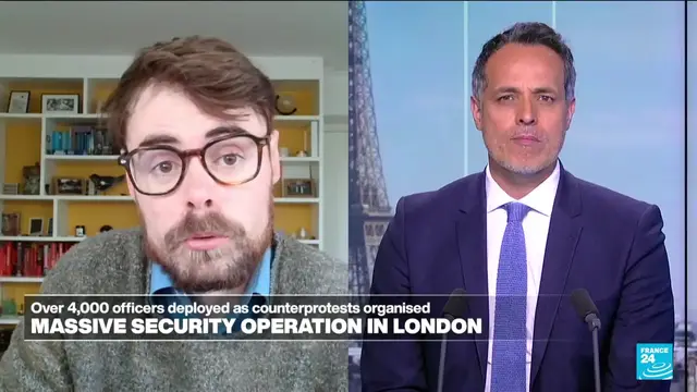 Video thumbnail for UK: Massive security operation in London as counterprotests organised