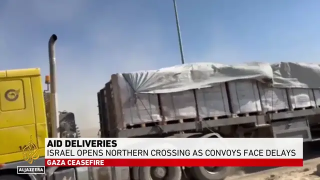 'Video thumbnail for Israel reopens Zikim crossing into northern Gaza to allow entry of humanitarian aid'