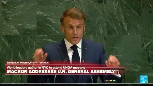 'Video thumbnail for Replay: Macron addresses UN General Assembly'