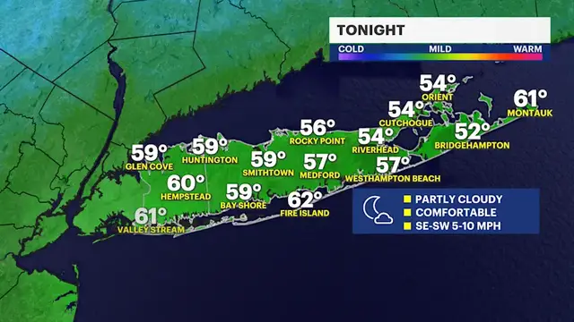 Video thumbnail for Comfortable and dry evening on Long Island; tracking rain chances into next week