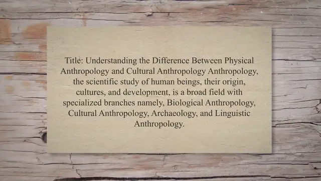 Video thumbnail for Difference between physical anthropology and cultural anthropology