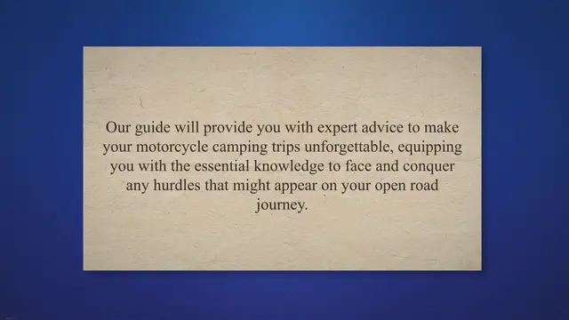 Video thumbnail for Mastering Motorcycle Camping: 10 Proven Strategies for Seamless Adventures