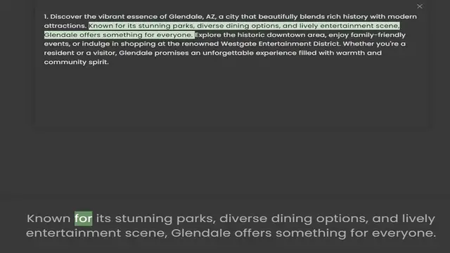 Video thumbnail for attractions. Known for its stunning parks, diverse dining options, and lively entertainment scene, Glendale offers something for everyone. Explore the historic downtown area, enjoy family-friendly events, or indulge in shopping at the