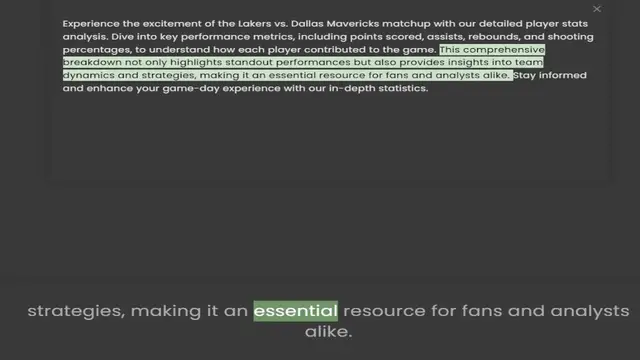 Video thumbnail for analysis. Dive into key performance metrics, including points scored, assists, rebounds, and shooting percentages, to understand how each player contributed to the game. This comprehensive breakdown not only highlights standout performanc