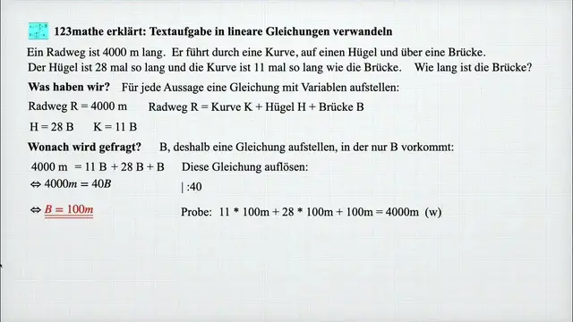 Video thumbnail for Text in lineare Gleichungen umwandeln