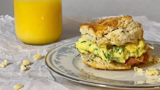'Video thumbnail for "Indulgent" Truffle Biscuit Breakfast Sandwich Recipe'