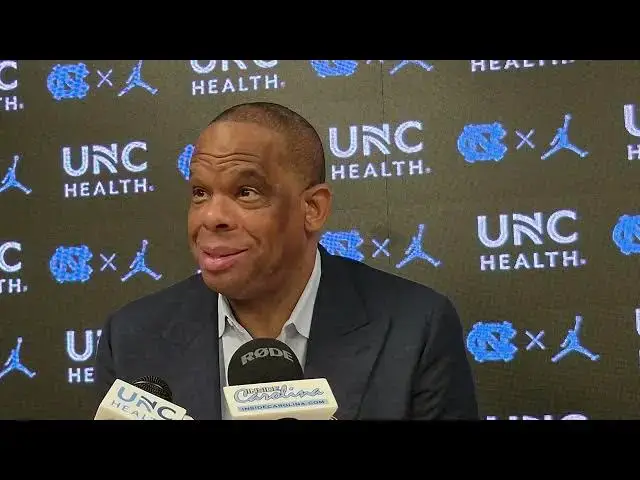 'Video thumbnail for #UNC coach Hubert Davis after the Tar Heels' win over SMU'