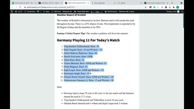 Video thumbnail for GER VS FRA DREAM11 PREDICTION 3RD MATCH Germany VS France Players Stats Dream11 Team