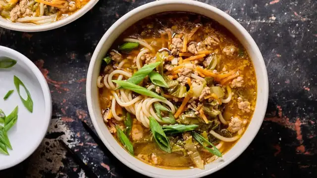 'Video thumbnail for "Egg Roll In A Bowl" Noodle Soup Recipe'