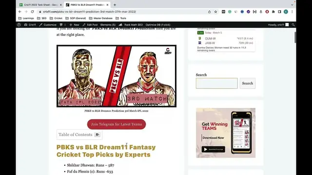 Video thumbnail for PBKS vs BLR Dream11 Prediction PBKS vs RCB Team 3rd Match IPL 2022