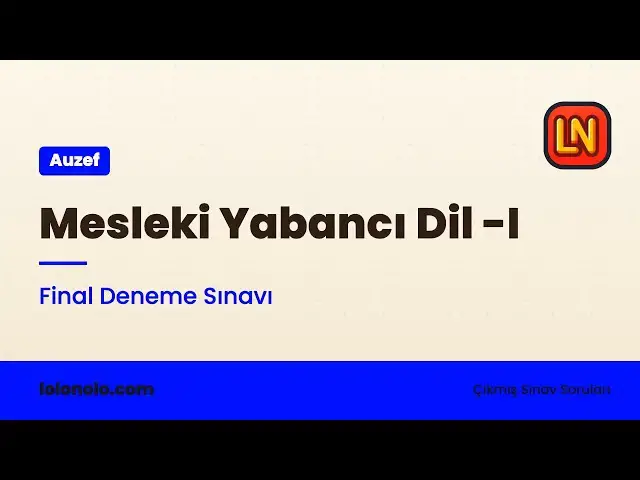 Video thumbnail for Mesleki Yabancı Dil 1 Final Deneme Sınavı
