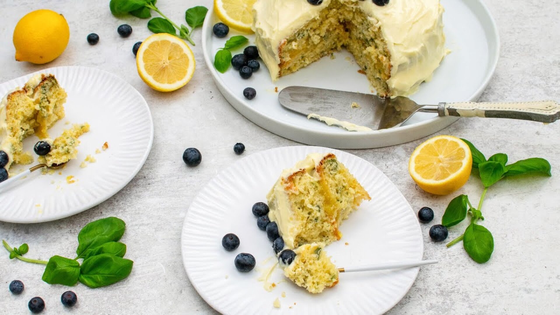 Video thumbnail for Lemon Layer Cake With Basil And Blueberries Recipe