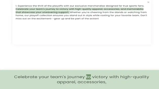 Video thumbnail for Celebrate your team's journey to victory with high-quality apparel, accessories, and memorabilia that showcase your unwavering support. Whether you're cheering from the stands or watching from home, our playoff collection ensures you stan