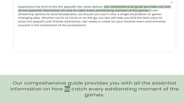Video thumbnail for all the essential information on how to catch every exhilarating moment of the games. From streaming options to local broadcasts, we ensure you won't miss a single touchdown or game-changing play. Whether you're at home or on the go, our