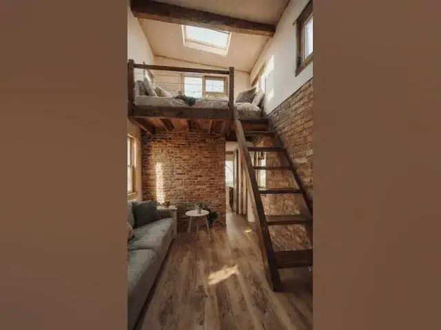 Video thumbnail for Two-Story Tiny Home Tour: Brick Accent Wall & Skylit Loft  #tinyhome #interiordesign