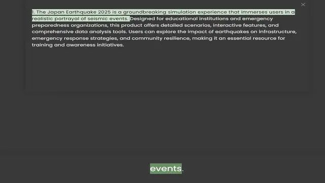 Video thumbnail for realistic portrayal of seismic events. Designed for educational institutions and emergency preparedness organizations, this product offers detailed scenarios, interactive features, and comprehensive data analysis tools. Users can explore
