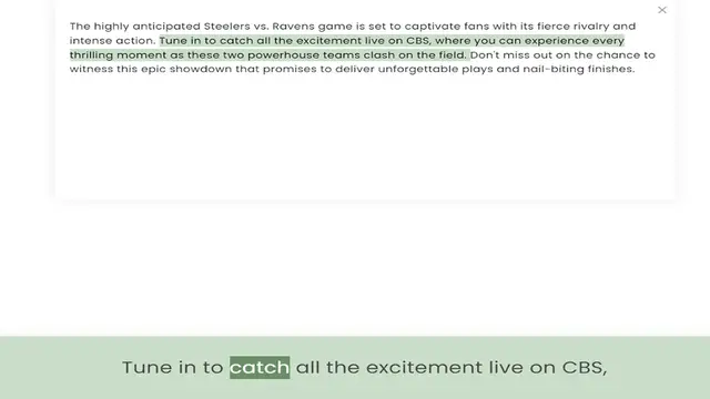 Video thumbnail for intense action. Tune in to catch all the excitement live on CBS, where you can experience every thrilling moment as these two powerhouse teams clash on the field. Don't miss out on the chance to witness this epic sho