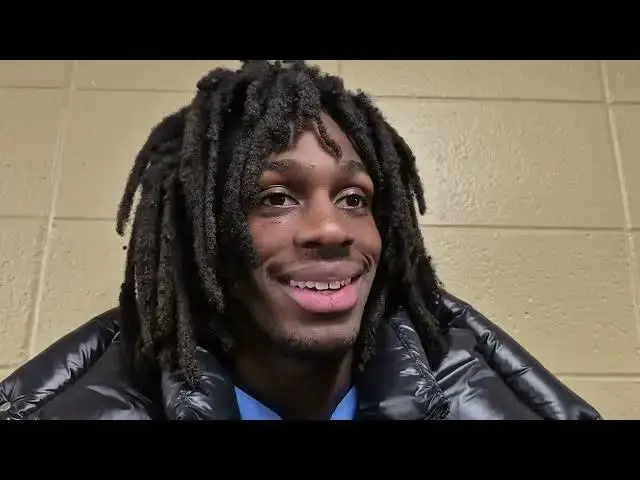 'Video thumbnail for UNC's RJ Davis, Ian Jackson and Elliot Cadeau after the Tar Heels' win at Notre Dame'