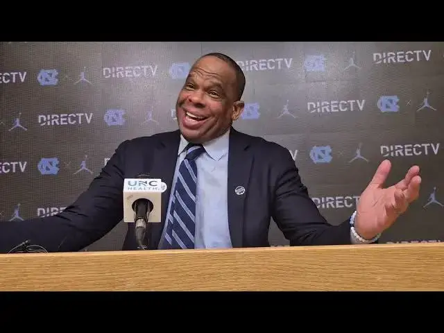'Video thumbnail for #UNC coach Hubert Davis postgame press conference after exhibition win over W-S State'
