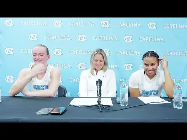 'Video thumbnail for #UNC's Lexi Donarski, Courtney Banghart and Reniya Kelly after win over UNCW.'