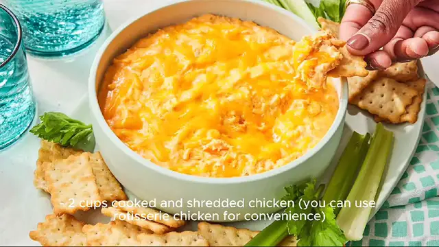 Video thumbnail for buffalo chicken dip recipe