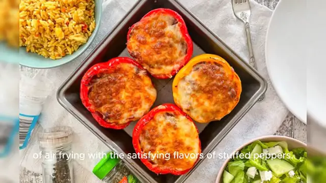 Video thumbnail for Spicy and Savory_ Air Fryer Stuffed Peppers Recipe