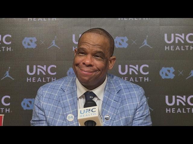 Video thumbnail for #UNC coach Hubert Davis after an emotional senior-night victory over Clemson
