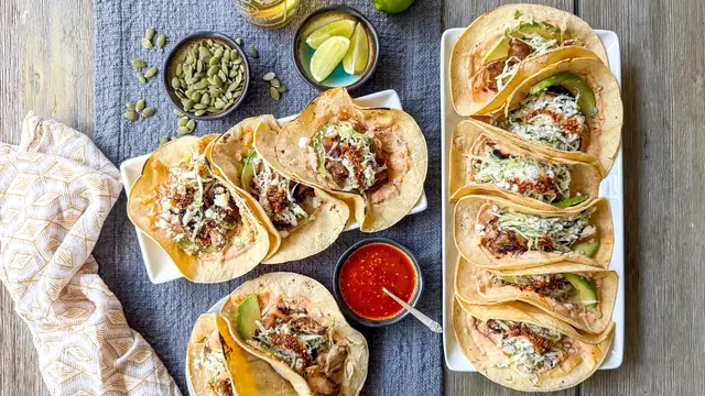 Video thumbnail for Grilled Mushroom Tacos With Salsa Macha Crema Recipe