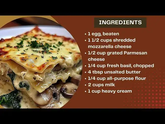 Video thumbnail for Savory Spinach & Mushroom Lasagna