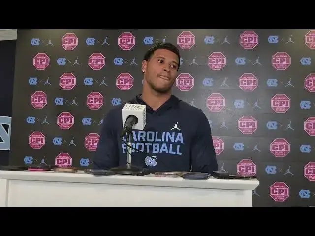 'Video thumbnail for #UNC running back Caleb Hood press conference Saturday'