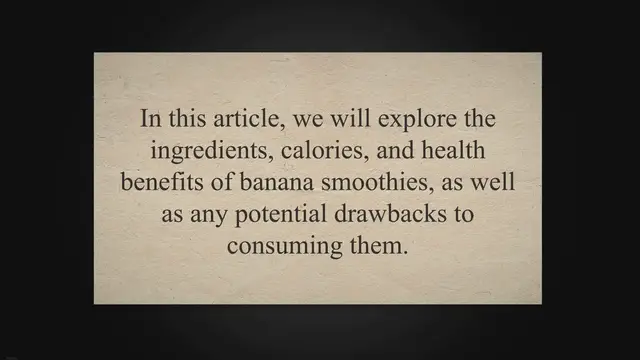 'Video thumbnail for Banana Smoothie Nutrition: Ingredients, Calories, and Health Benefits Explained'