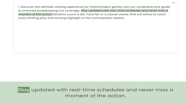 Video thumbnail for to channels broadcasting live coverage. Stay updated with real-time schedules and never miss a moment of the action. Whether you're a die-hard fan or a casual viewer, find out where to catch every thrilling play and exciting highlight of